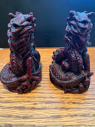 Vtg. Asian Style Guardian Dragons (set of 2)