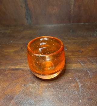 Bubble art glass tangerine candle holder