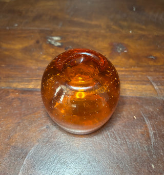 Bubble art glass tangerine candle holder