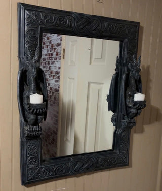 Design Toscano Dragons Thorne Twin Sentinel Dragons  Gothic Wall Mirror 23" X 18"