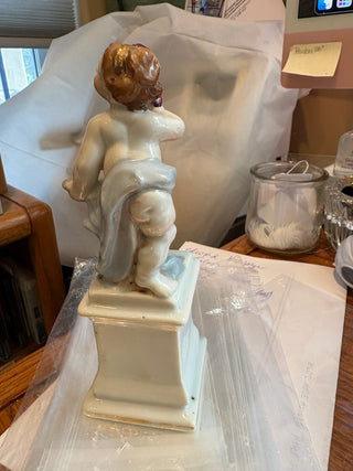 Vtg. Occupied Japan porcelain Cherub/Cupid pedestal