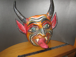 VINTAGE MEXICAN DEVIL DANCE MASK - RATTLES WHEN DANCED!!! - FOLK ART