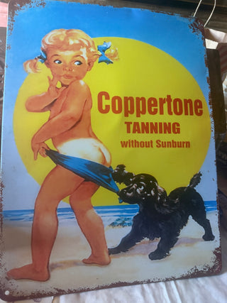 Metal Sign Coppertone Tanning without sunburn