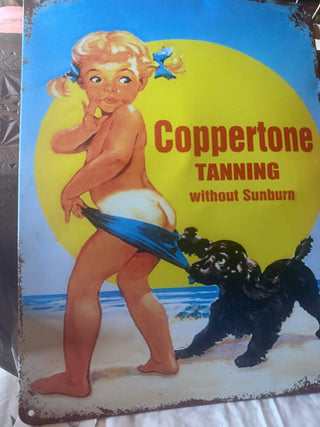 Metal Sign Coppertone Tanning without sunburn