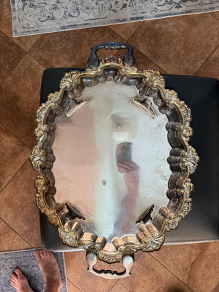 16x23 Silverplate platter with claw feet