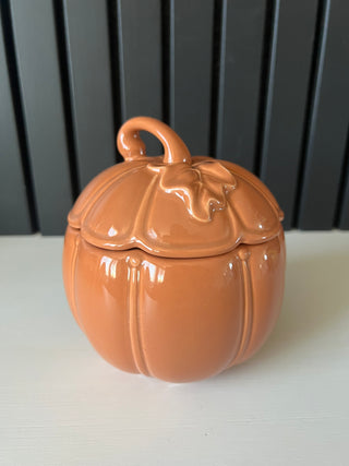 Orange ceramic lidded pumpkin