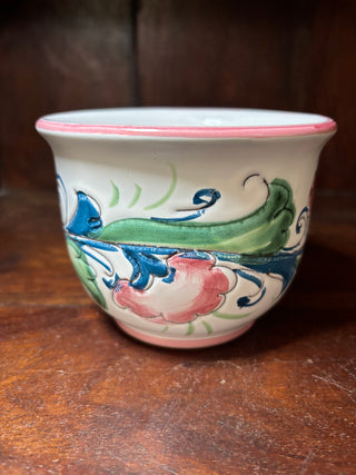 Ceramic floral pot signed by artist