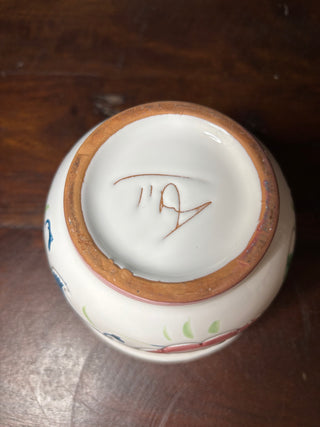 Ceramic floral pot signed by artist