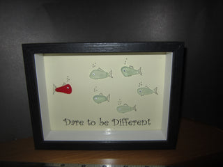 Framed Sea Glass - Fish Dare to be Different