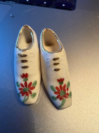 Pair of vintage miniature porcelain shoes
