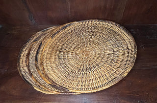 4pc Vtg rnd wicker placemats or chargers