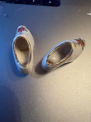 Pair of vintage miniature porcelain shoes
