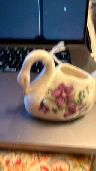 Vintage Floral Swan Trinket Holder Miniature