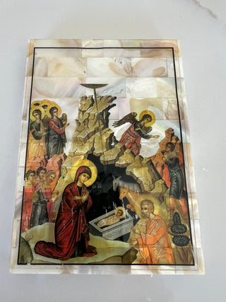 Unique Mother of Pearl Religious Icon