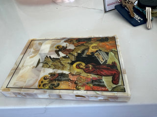 Unique Mother of Pearl Religious Icon