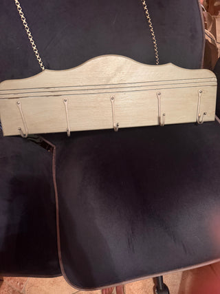 Green Wood 5 hook rack rustic metal hangers