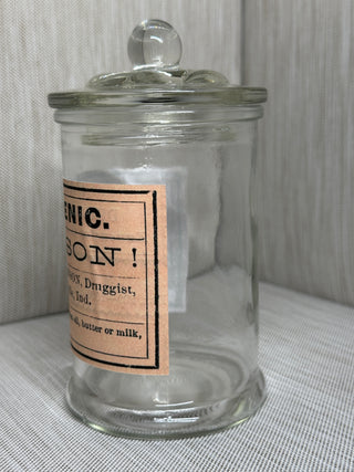 Halloween Arsenic Poison Jar – Vintage Skull & Crossbones Apothecary Jar, Glass Lid