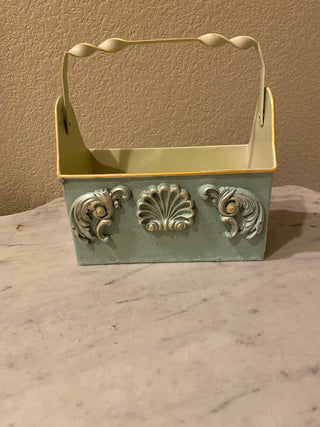 Unique embellished metal basket planter RCD