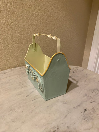 Unique embellished metal basket planter RCD