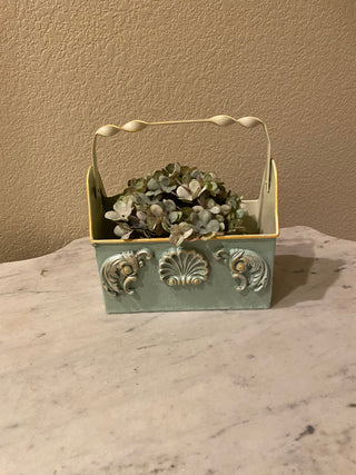 Unique embellished metal basket planter RCD