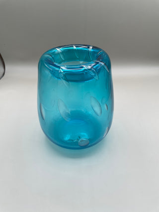 VNTG Blue Art Glass Vase