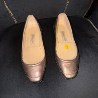 Jimmy Choo Metallic Golcd Leather Flats Size 37 / 7
