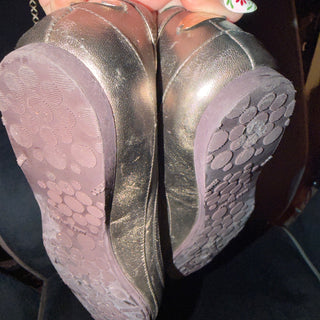 Jimmy Choo Metallic Golcd Leather Flats Size 37 / 7