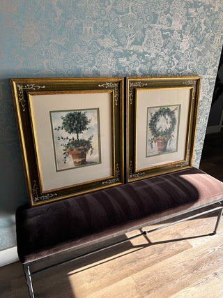 Annie LaPoint Framed Topiary & Wreath Prints - Tuscan Botanical Set of 2 (31" x 26.75")
