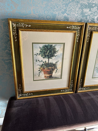 Annie LaPoint Framed Topiary & Wreath Prints - Tuscan Botanical Set of 2 (31" x 26.75")