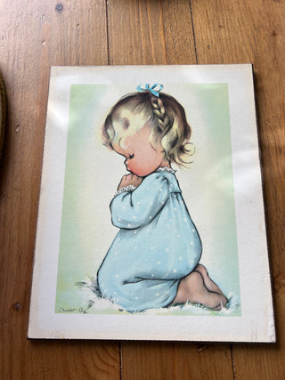 Praying Baby Girl  50s Art