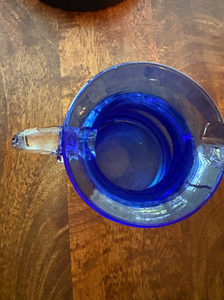 MCM Cobalt Blue Handblown Glass Pitcher