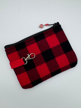 Handmade Coin Bag - Red and Black Plaid - RCD