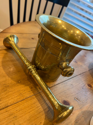 Vintage European Brass Mortar & Pestle
