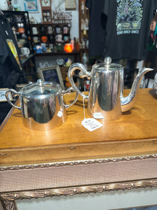 Vintage Wm. A. Rogers Silver-Plated Coffee Pot & Lidded Sugar Bowl Set, Circa 1930s