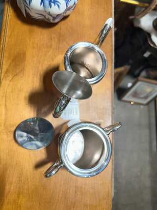 Vintage Wm. A. Rogers Silver-Plated Coffee Pot & Lidded Sugar Bowl Set, Circa 1930s