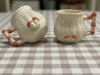 Vintage Pink Mushroom Mugs Set Of 2