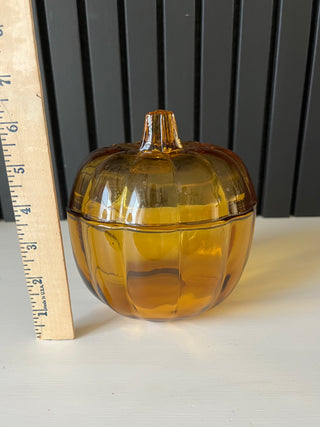 Vintage amber glass pumpkin jar