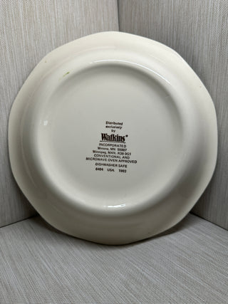Vintage 1983 Watkins Ceramic Italian Cream Pie Recipe Deep Dish Plate #6484