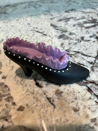 Miniature Victorian Heel  Black with Purple Ruffle