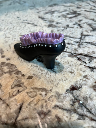 Miniature Victorian Heel  Black with Purple Ruffle