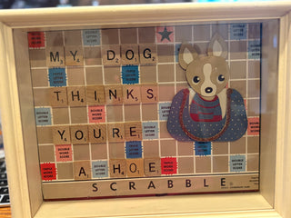 Handmade Shadowbox sign - "My dog thinks you're a hoe