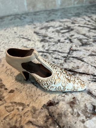 Miniature Victorian Heel  Cream & Gold