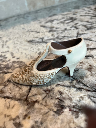 Miniature Victorian Heel  Cream & Gold