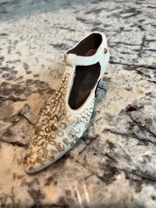 Miniature Victorian Heel  Cream & Gold