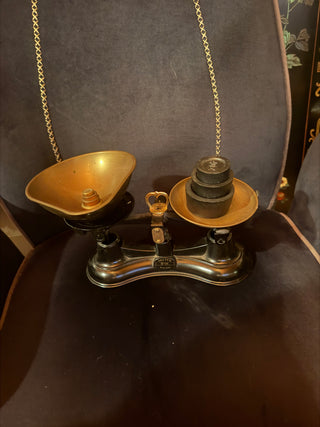 Vintage Salter No. 56 Scales Black and gold with weights