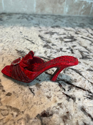 Miniature Victorian Heel Ornament Red with Fur