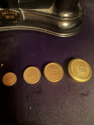 Vintage Salter No. 56 Scales Black and gold with weights