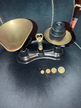 Vintage Salter No. 56 Scales Black and gold with weights
