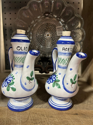 VTG hand painted Italian oil /vinegar cruets (set of two)