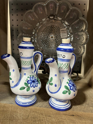 VTG hand painted Italian oil /vinegar cruets (set of two)